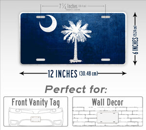 Weathered Metal South Carolina State Flag License Plate