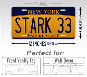 Stark 33 New York Replica Iron Man The Avenger License Plate