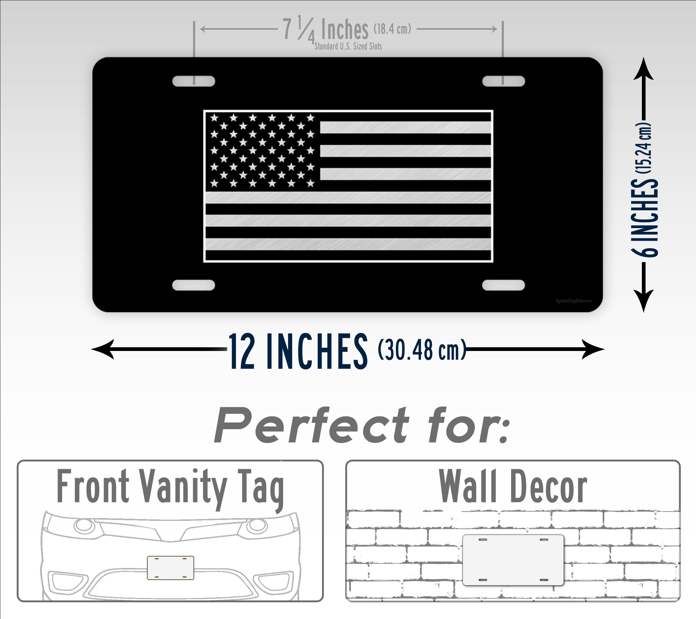Tactical US Army American Flag License Plate -Black & White