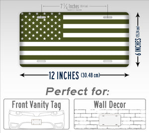 Olive Drab American Flag License Plate