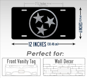 Tennessee Tri-Star Flag Black And Silver Silhouette License Plate