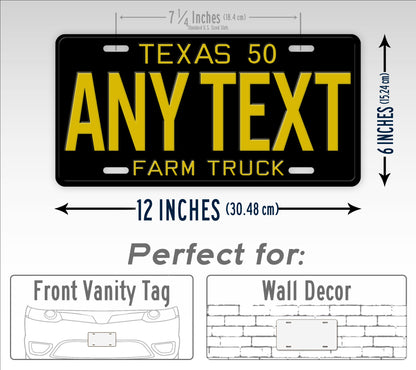 Personalized Antique 1950 Texas Farm Truck License Plate