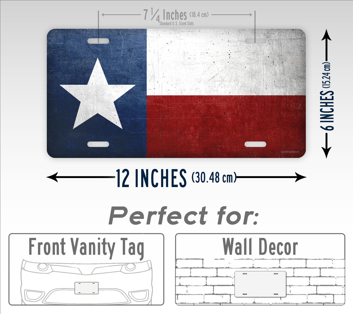 Weathered Metal Texas State Flag License Plate