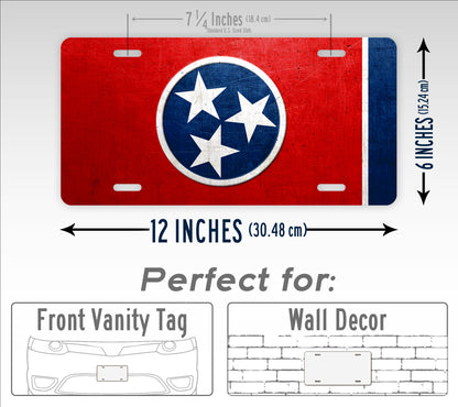 Official Tennessee Flag TN License Plate -Weathered Metal