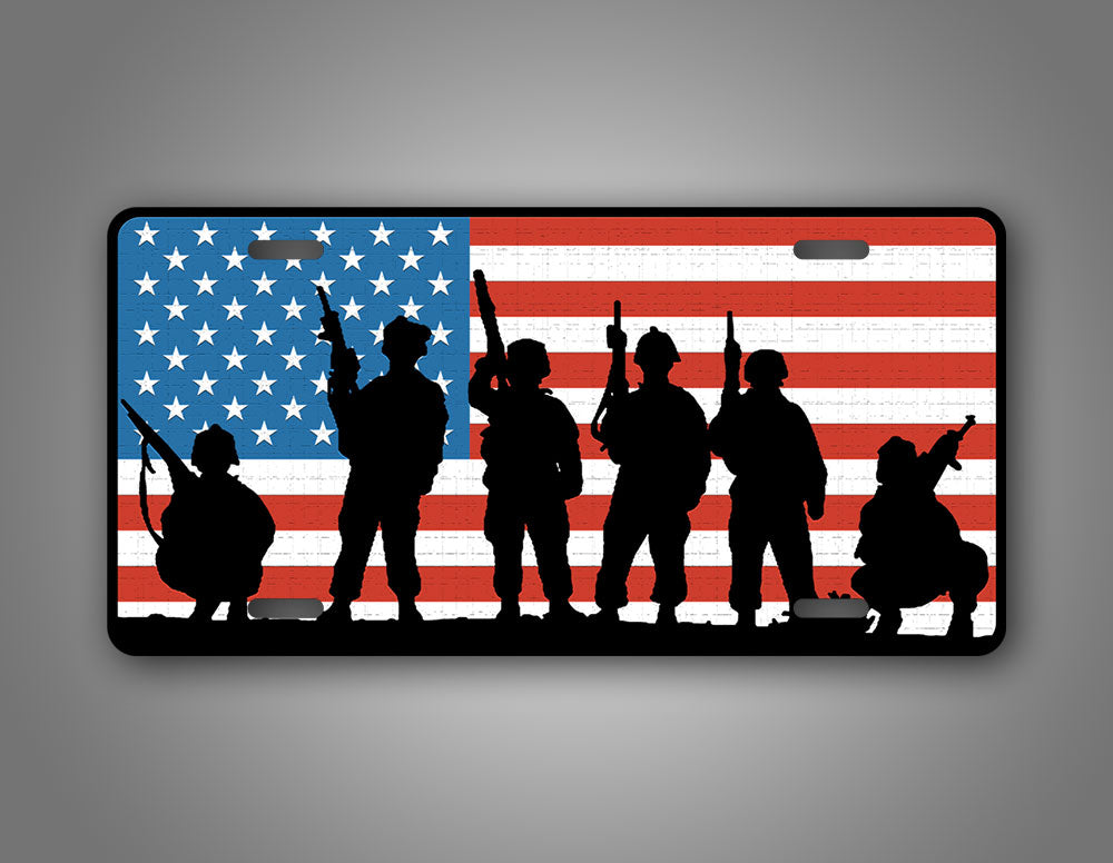 Novelty US Army Soldier Silhouette American Flag Veteran 6x12 License Plate