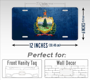 Weathered Metal Vermont State Flag License Plate