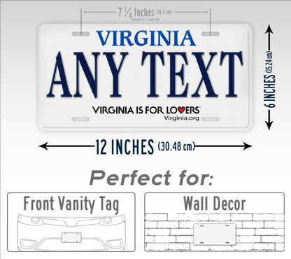 Personalized Virginia State Custom License Plate