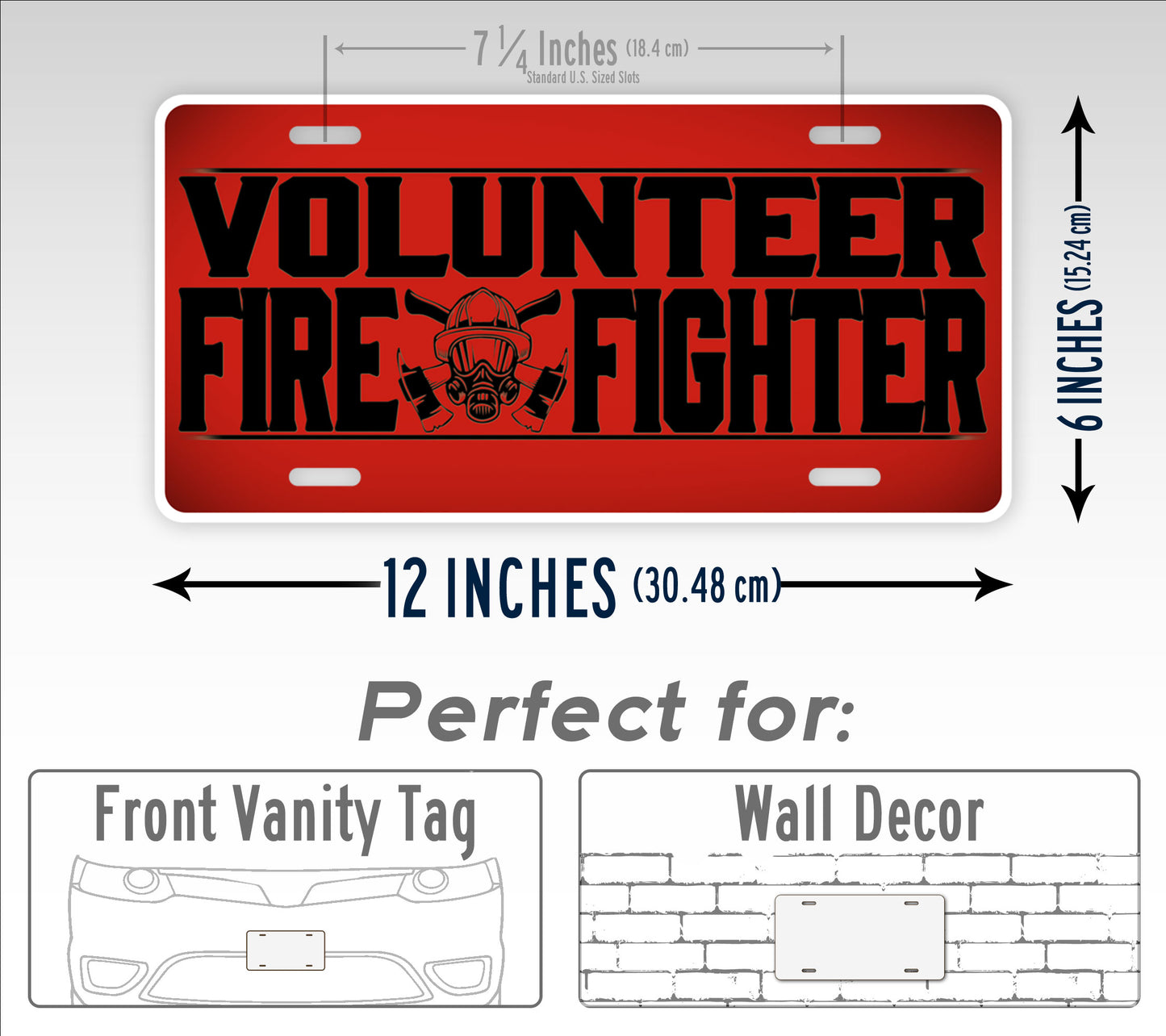 Volunteer Fire Fighter Cross Axe And Oxygen Mask License Plate