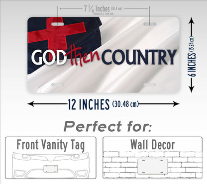 God Then Country Christian Flag License Plate