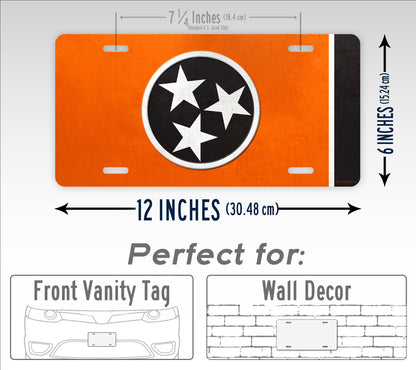 Tennessee State Flag VOLS Colored License Plate -Weathered Metal