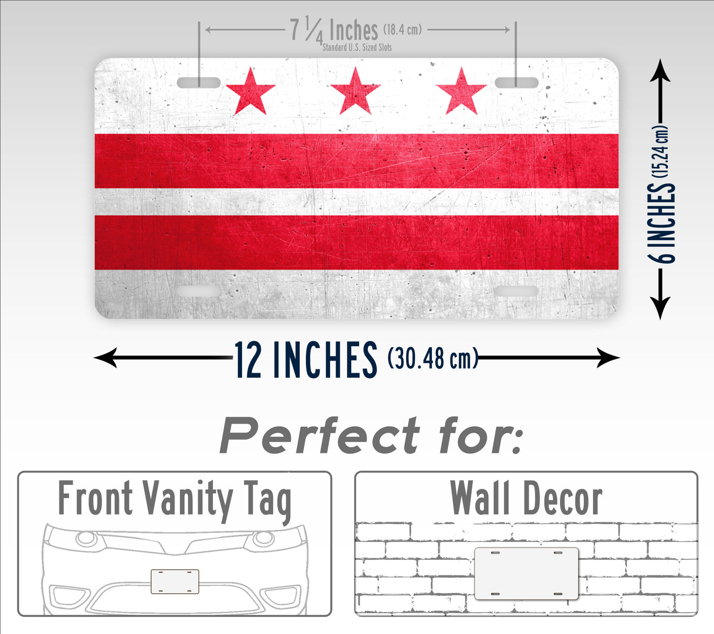 Weathered Metal Washington D.C. District Of Columbia Flag License Plate