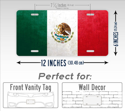 Flag Of Mexico Weathered Metal License Plate