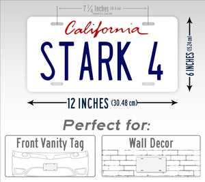 Tony Stark 4 California Replica Iron Man License Plate