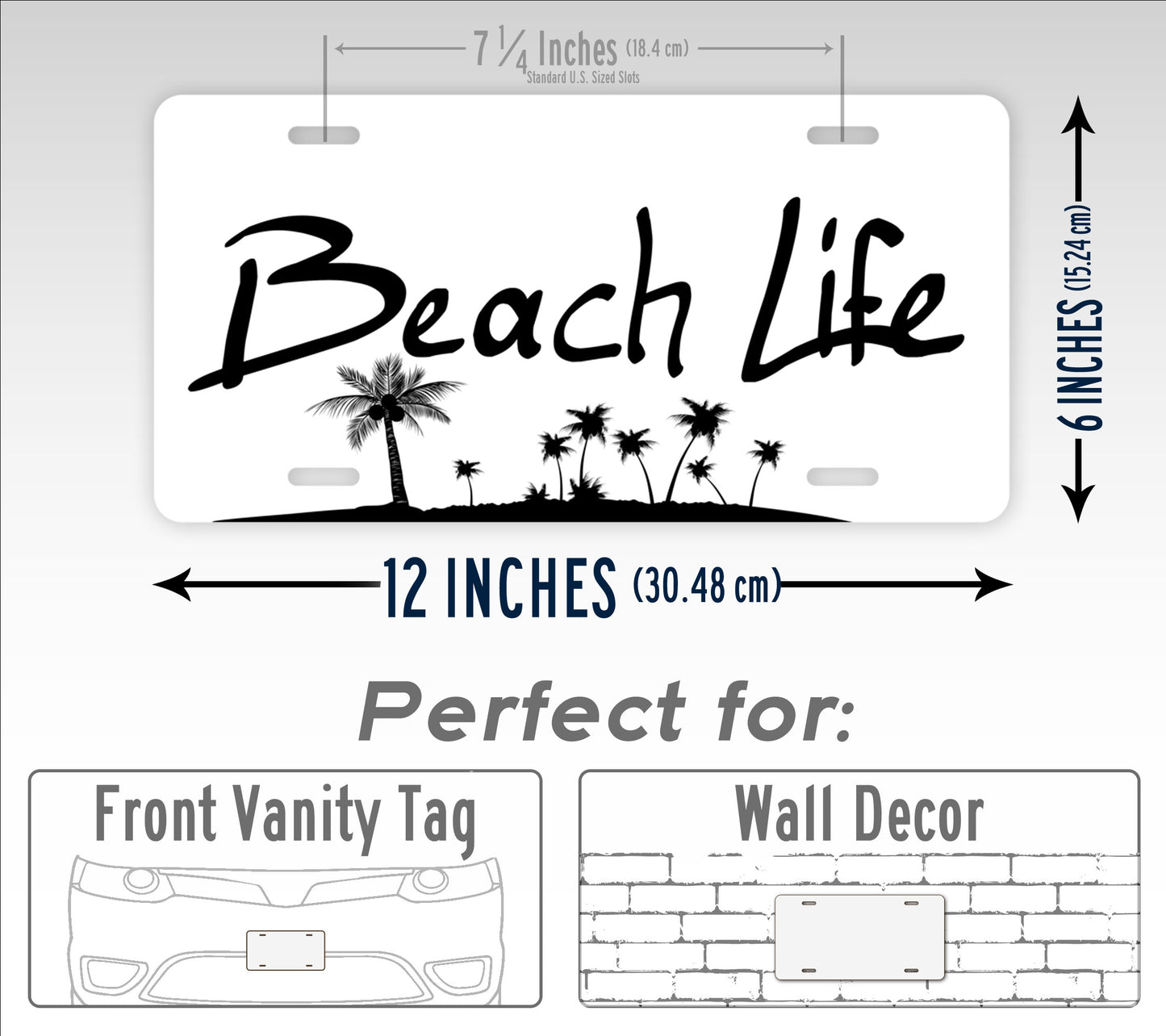 Beach Life Palm Tree License Plate