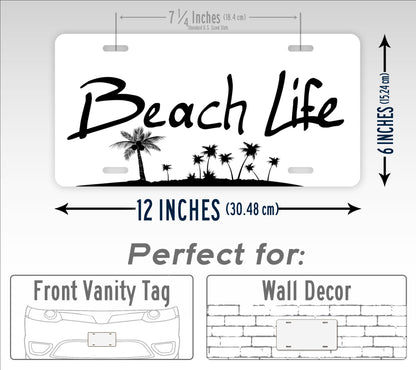 Beach Life Palm Tree License Plate