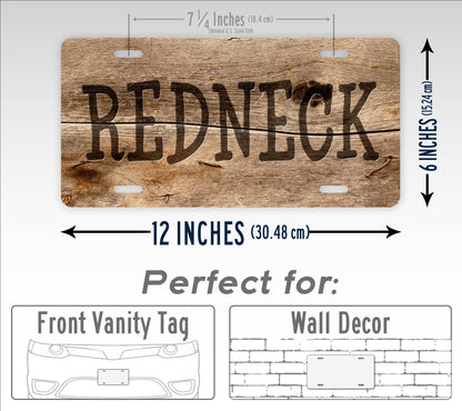 Redneck Rustic Wood Style License Plate