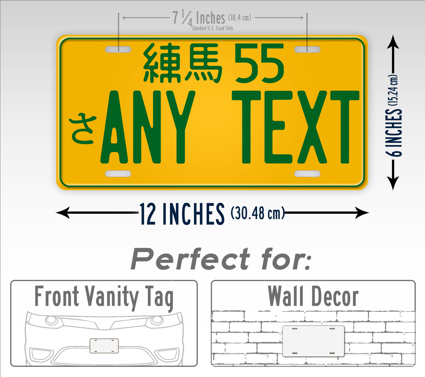 Personalized Replica Yellow Japanese JDM License Plate