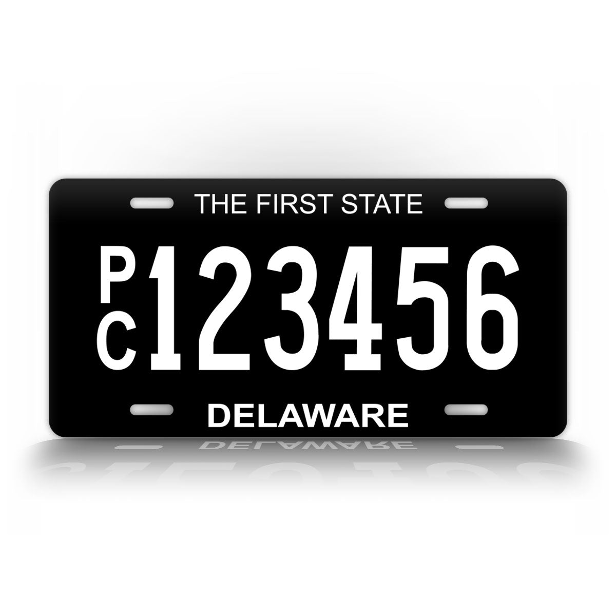 Personalized Delaware Black Reproduction License Plate