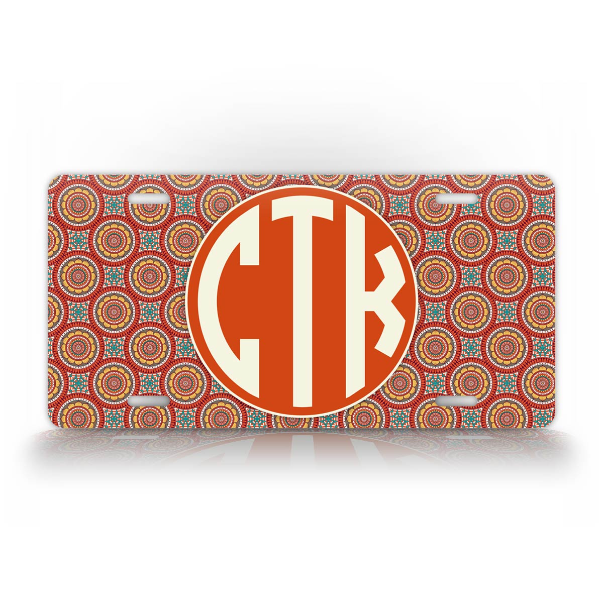 Orange Boho Chic Monogram License Plate 