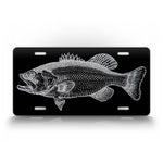 Classy Silver Bass Fish Fishing Novelty License Plate 