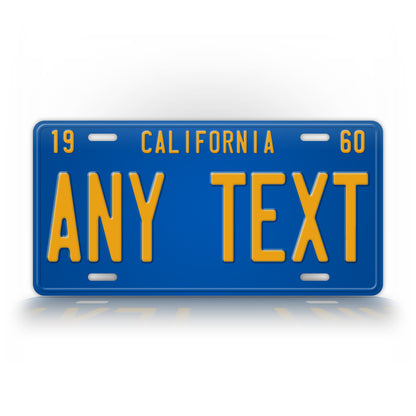 Customizable 1970s Style California License Plate - ANY Text, Personalized With Your Name, Blue