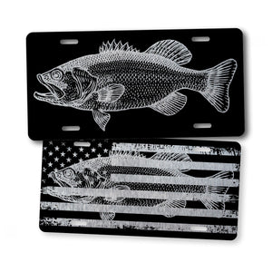 Silver Bass Fishing License Plate 
