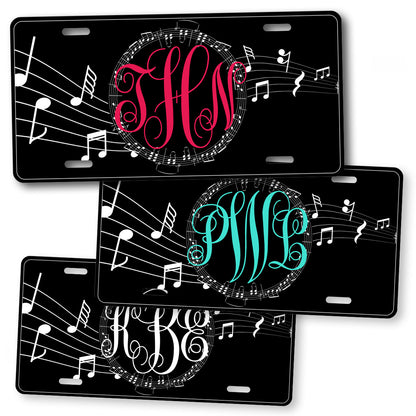 Music Notes Monogram License Plate