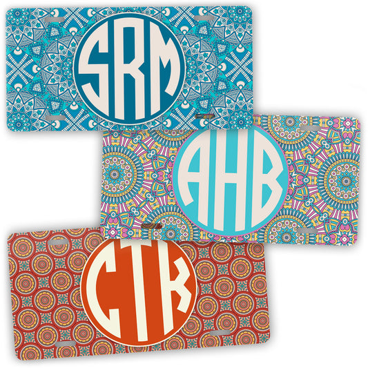 Boho Chic Style Monogram License Plate