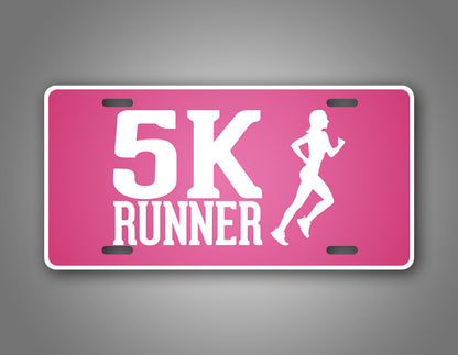 5K Runner License Plate pink Running Jogger