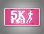5K Runner License Plate pink Running Jogger