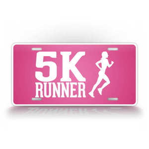 5K Runner License Plate Pink Running Auto Tag 