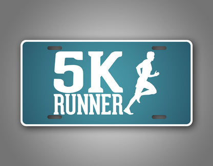 5K Runner License Plate Blue Running Jogger Auto Tag 