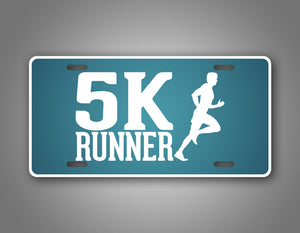 5K Runner License Plate Blue Running Jogger Auto Tag 