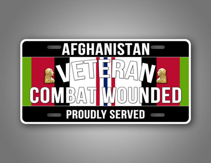 Wounded Veteran Sticker Afghanistan Campaign Veteran Combat Wounded License Plate ...