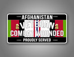 Afghanistan Campaign Veteran Combat Wounded License Plate