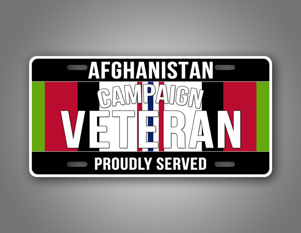 Afghanistan Veteran Proudly Served License Plate 