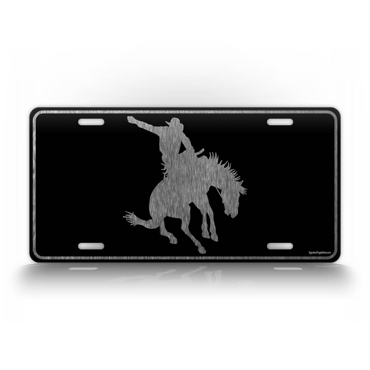 Bronco Rider Silver Cowboy License Plate 