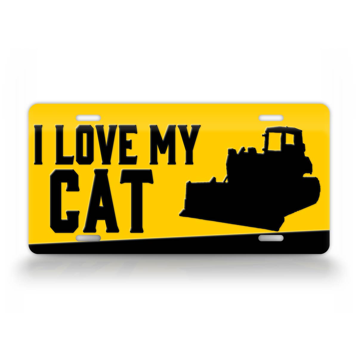 I Love My Cat Bulldozer License Plate 