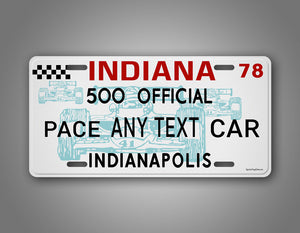 Personalized Indianapolis 500 Official Pace Car Custom Car License Plate