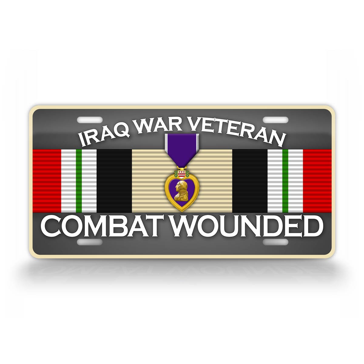 Iraq War Veteran Gulf War Combat Wounded License Plate 