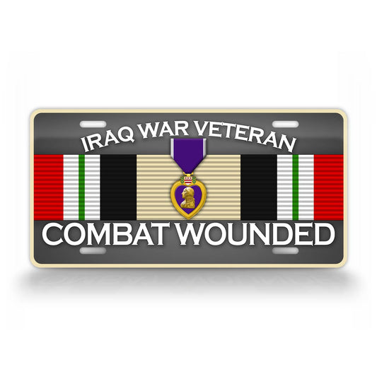 Iraq War Veteran Gulf War Combat Wounded License Plate 