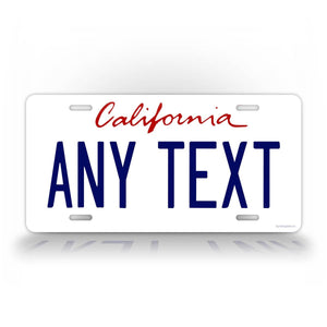 Custom White California Any Text License Plate 