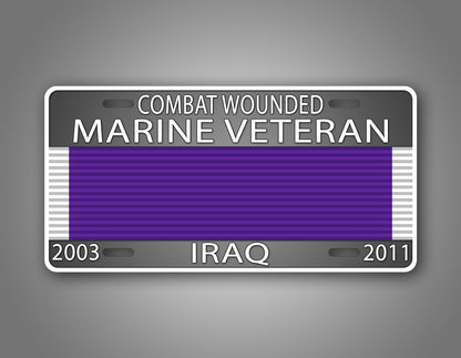 Personalized Combat Wounded Veteran License Plate