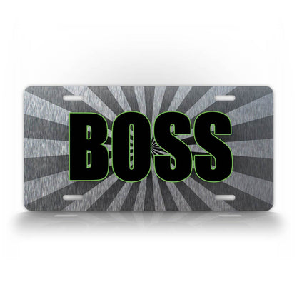 Diesel Truck Bold Boss Silver Sunburst License Plate