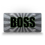 Diesel Truck Bold Boss Silver Sunburst License Plate