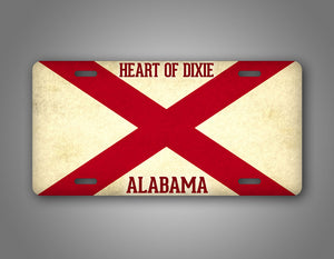 Alabama Flag Heart Of Dixie License Plate