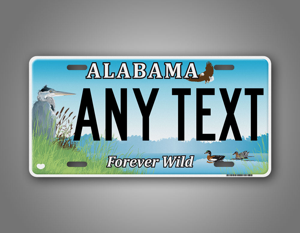 Any Text Custom Alabama Forever Wild License Plate 