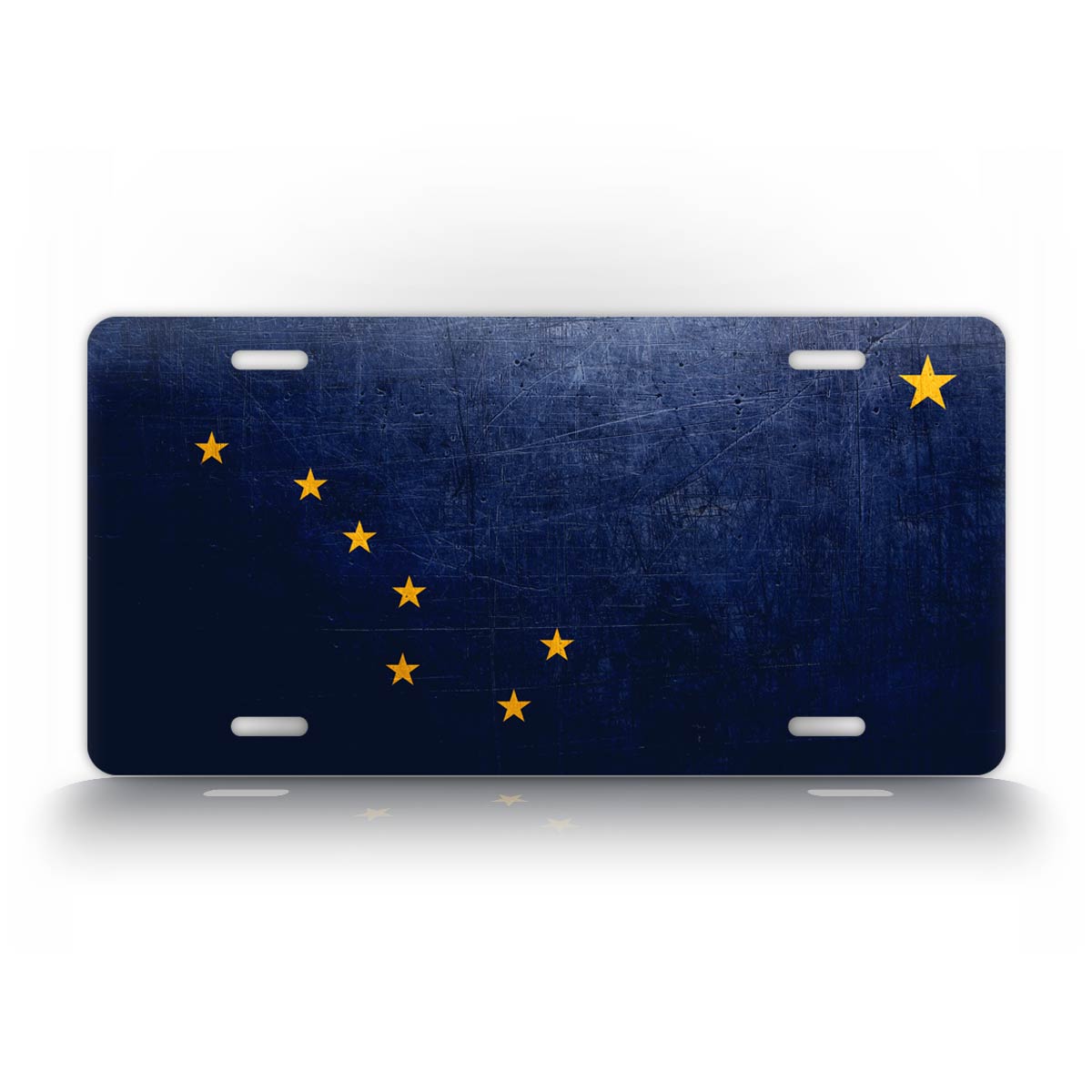 Alaska State Flag Weathered Metal License Plate