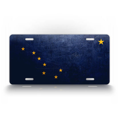 Alaska State Flag Weathered Metal License Plate