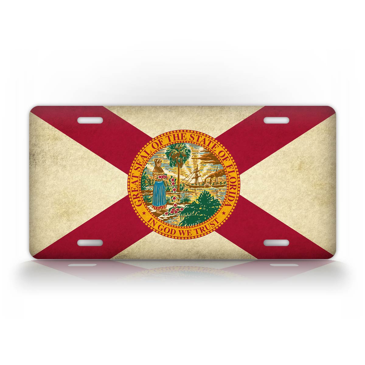 Americana Gunge Textured Georgia State Flag License Plate 